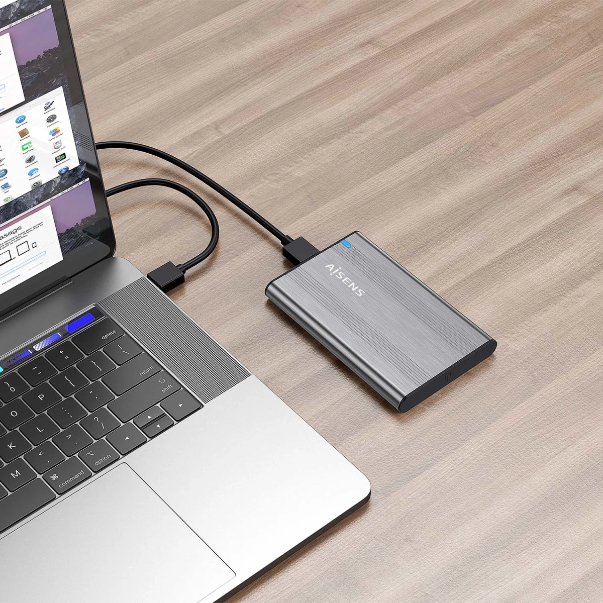 Galery – AISENS ASE-2526GR Caixa para Discos Rígidos Caixa de disco rígido Cinzento 2.5″ Energia por USB0