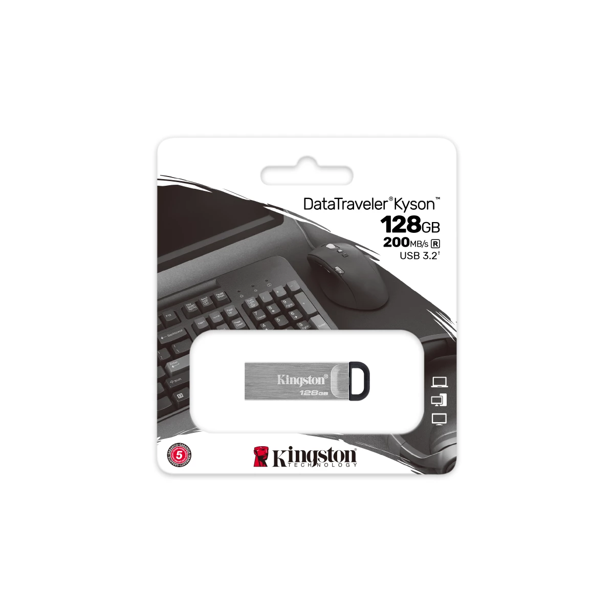 Galery – Kingston Technology DataTraveler Kyson unidade de memória USB 128 GB USB Type-A 3.2 Gen 1 (3.1 Gen 1) Prateado0