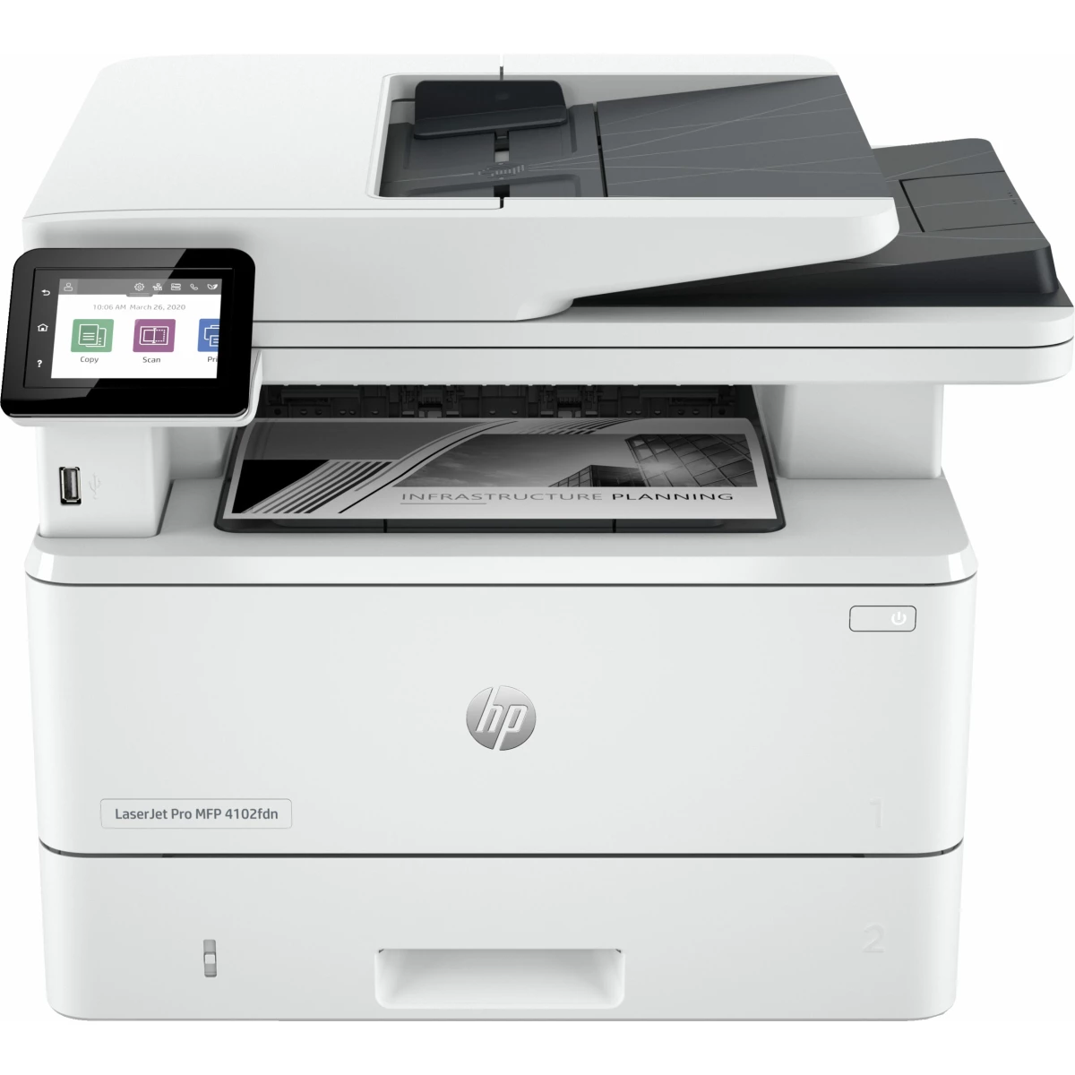 Thumbnail-HP LaserJet Pro Multifunções 4102fdn, Preto e branco, Impressora para Pequenas e médias empresas, Impressão, cópia, digit., fax, Compatibilidade com o Instant Ink; Impressão a partir do smartphone ou tablet; Alimentador automático de documentos (ADF); Impressão frente e verso