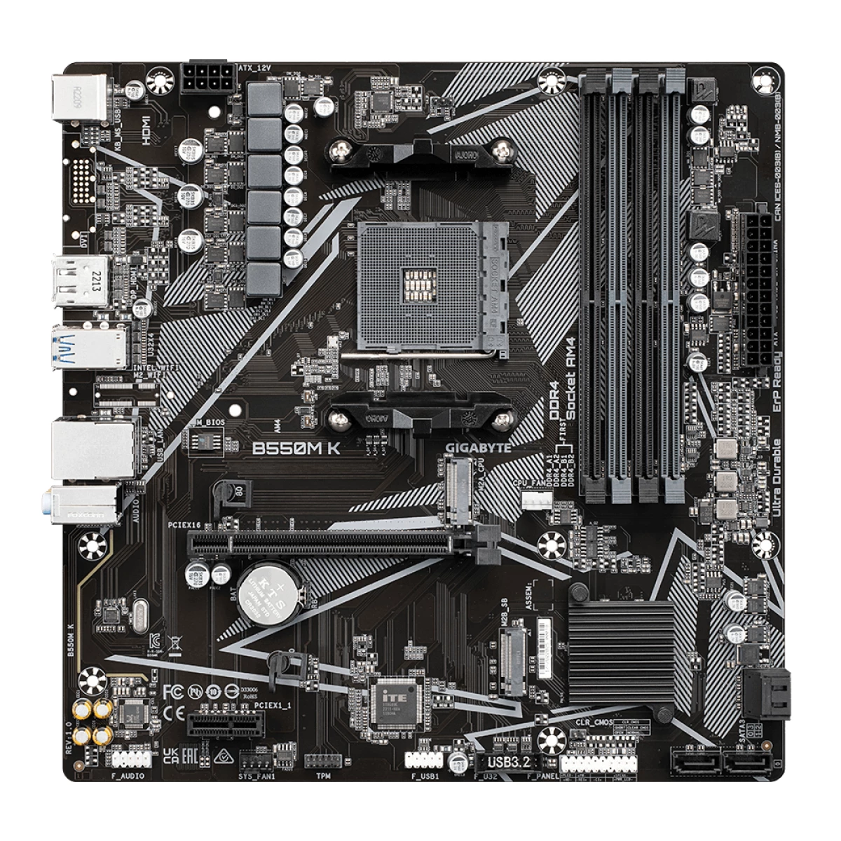 Galery – Gigabyte B550M K 1.0 motherboard AMD B550 Socket AM4 micro ATX0