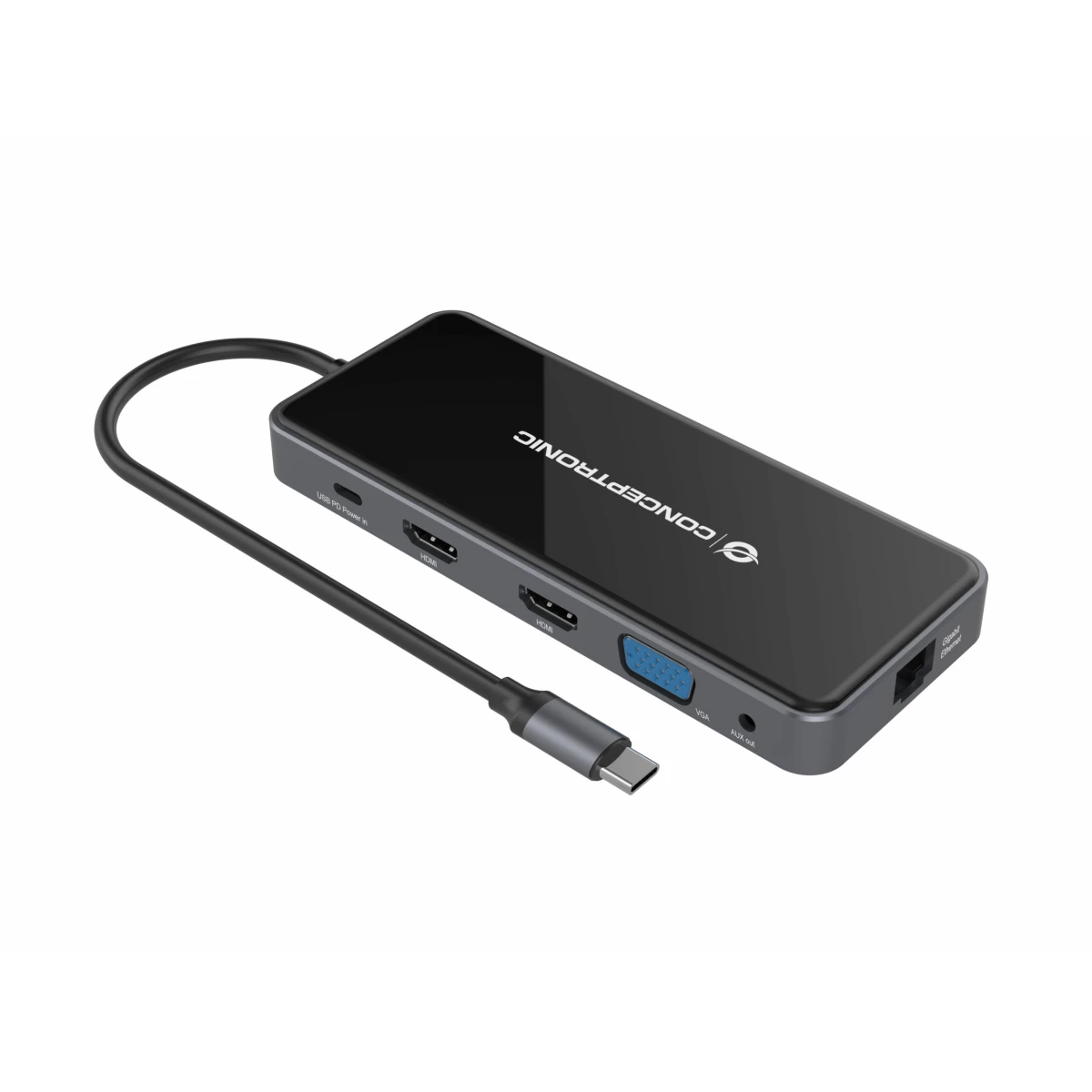 Galery – Conceptronic DONN15G base & duplicador de portas Com fios USB 3.2 Gen 1 (3.1 Gen 1) Type-C Cinzento0