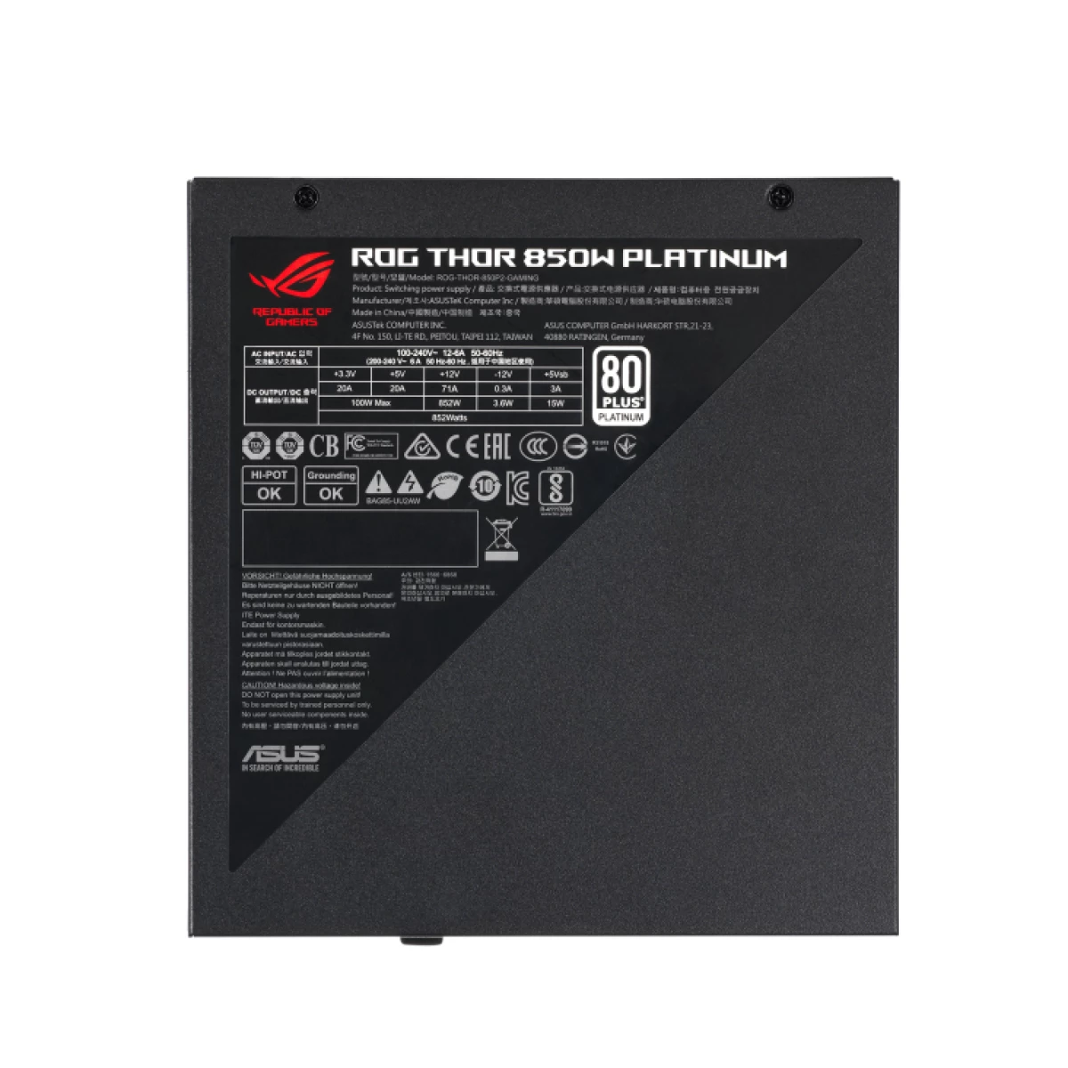 Galery – ASUS ROG THOR 850W Platinum II fonte de alimentação 20+4 pin ATX Preto, Azul, Cinzento0