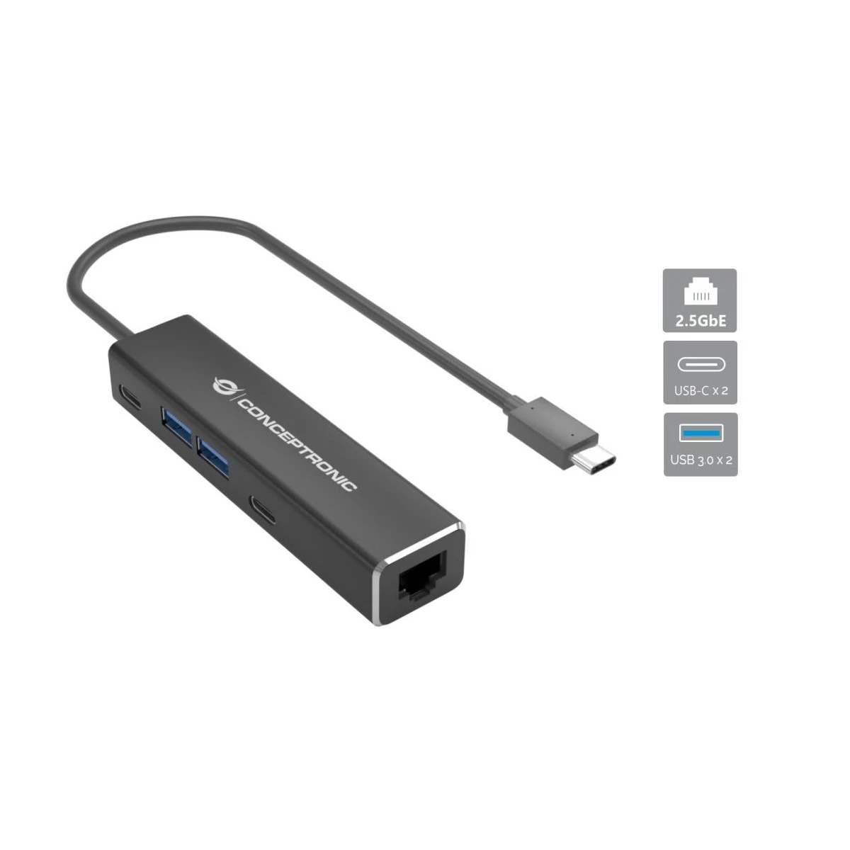 Galery – Conceptronic ABBY14B base & duplicador de portas Com fios USB 3.2 Gen 1 (3.1 Gen 1) Type-C Cinzento0