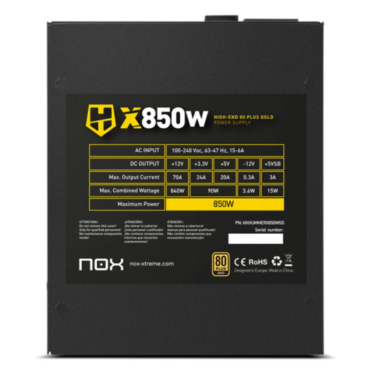 Galery – Fonte Alim. 850W ATX NOX Hummer X 850W Modular 80PLUS Gold0