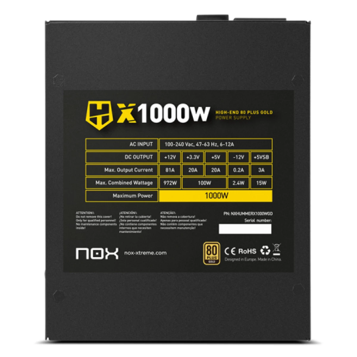 Galery – NOX HUMMER X 1000W PLUS GOLD fonte de alimentação 24 pinos ATX preto0