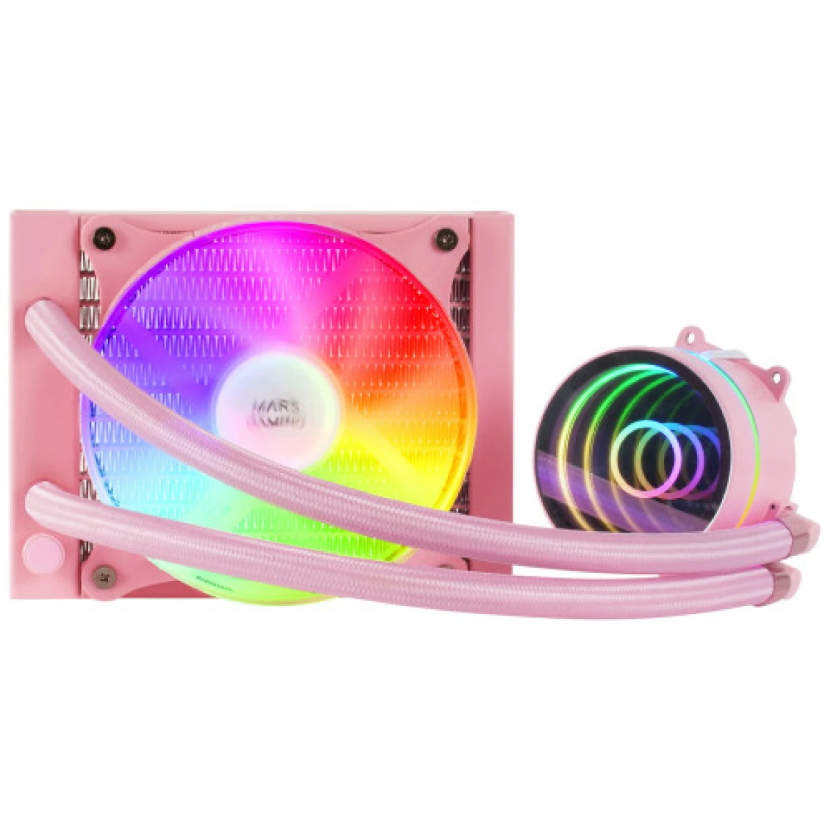 Galery – Mars Gaming ML-ONE120 CPU de refrigeração líquida rosa TDP 200W Ventilador de espelho infinito FRGB silencioso multisoquete universal0