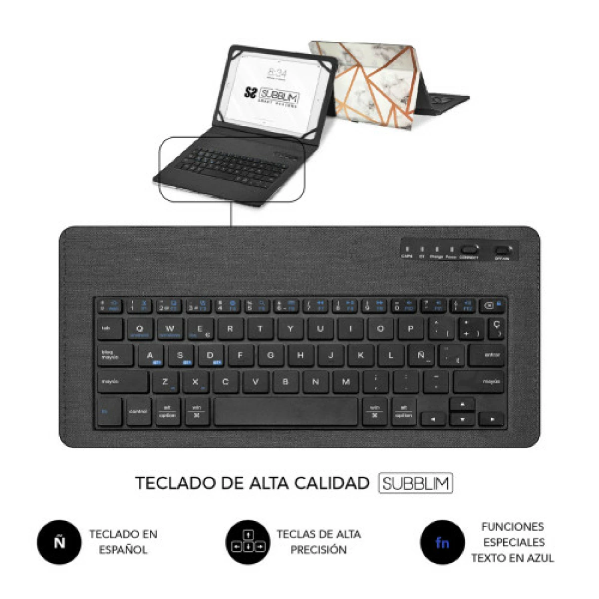 Galery – Capa SUBBLIM com teclado Keytab Pro BT Trendy White Marble0