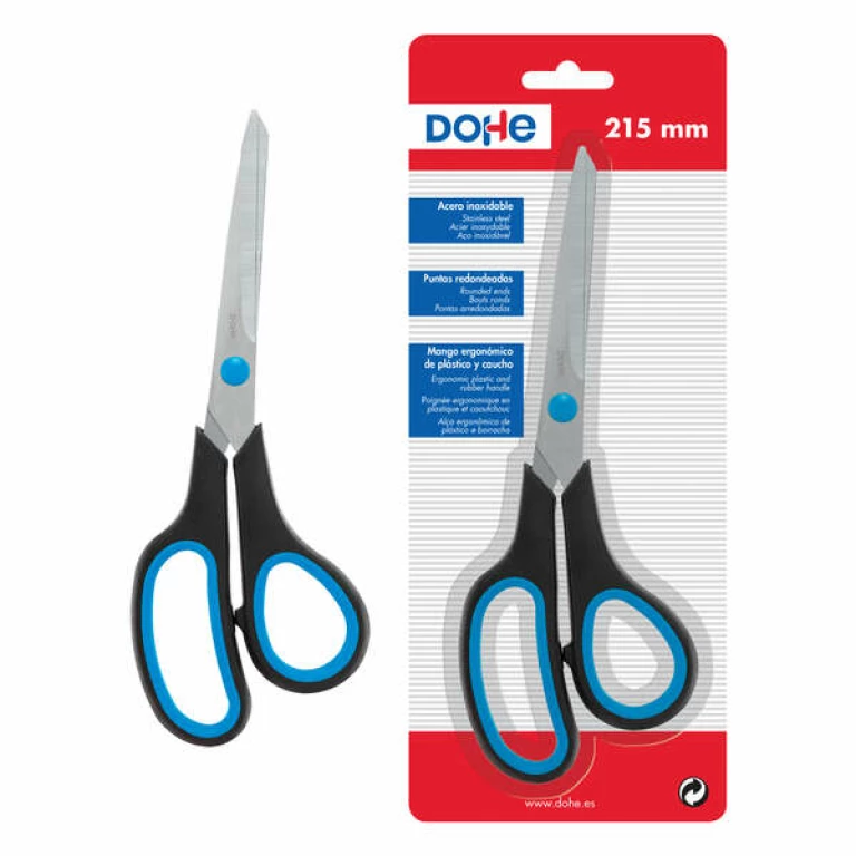 Thumbnail-Tesoura Dohe de Aço Inoxidável – Pontas Arredondadas – Cabo Ergonômico de Plástico e Borracha – Blister Individual