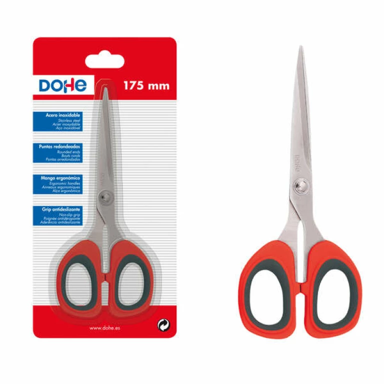 Thumbnail-Tesoura Dohe de Aço Inoxidável – Pontas Arredondadas – Cabo Ergonômico de Plástico e Borracha – Blister Individual