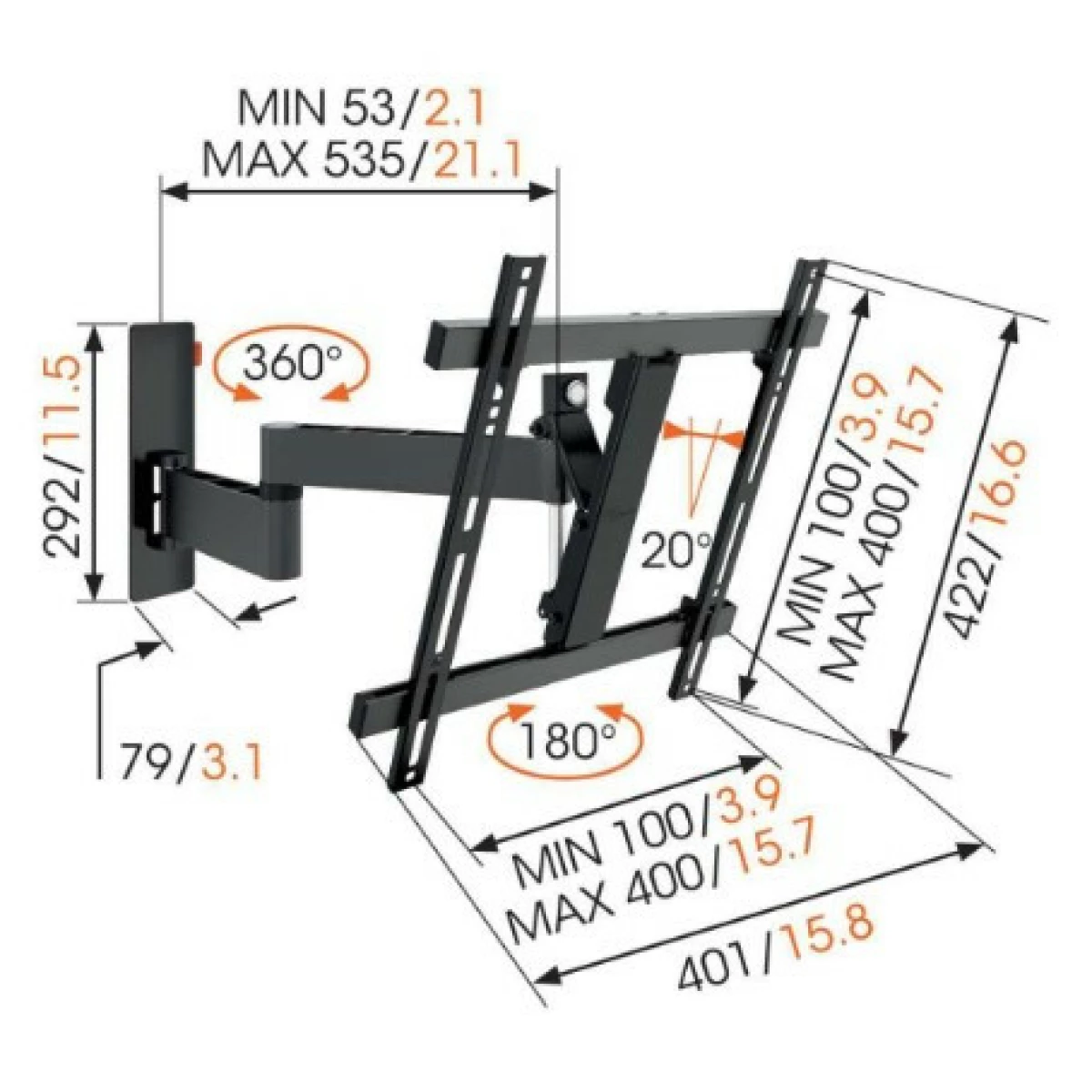 Galery – MONTAGEM DE PAREDE PARA TV VOGELS WALL 3245 FULL-MOTION PRETO0