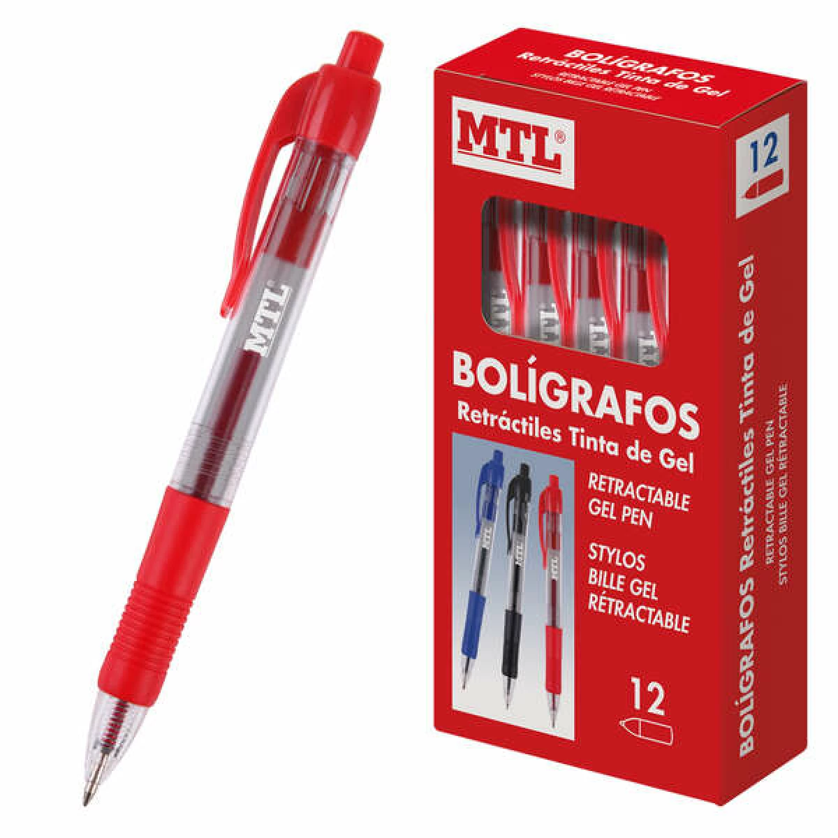 Thumbnail-Canetas retráteis de tinta gel permanente Dohe – Ponta esferográfica de 0,7 mm – Resistente à água – Corpo de plástico – Punho de borracha – Curso de 0,4 mm