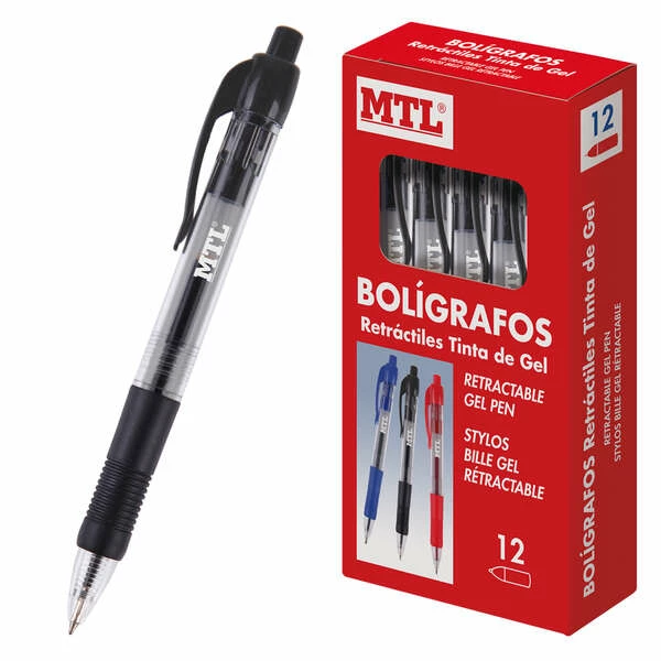 Thumbnail-Canetas retráteis de tinta gel permanente Dohe – Ponta de 0,7 mm – Curso de 0,4 mm – Resistente à água – Corpo de plástico e punho de borracha – Colorido