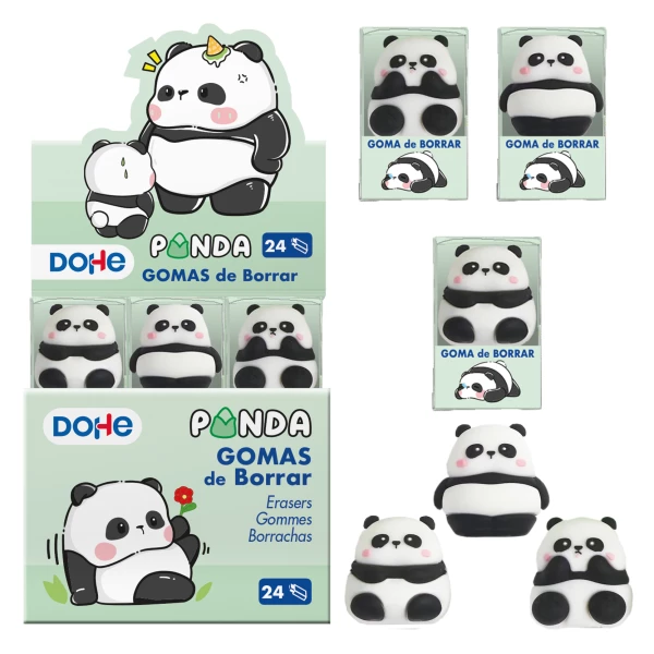 Thumbnail-Expositor Dohe de 24 Borrachas Panda – Confeccionado em PVC – Formato Panda – Toque Suave e Agradável – Caixa Transparente Individual