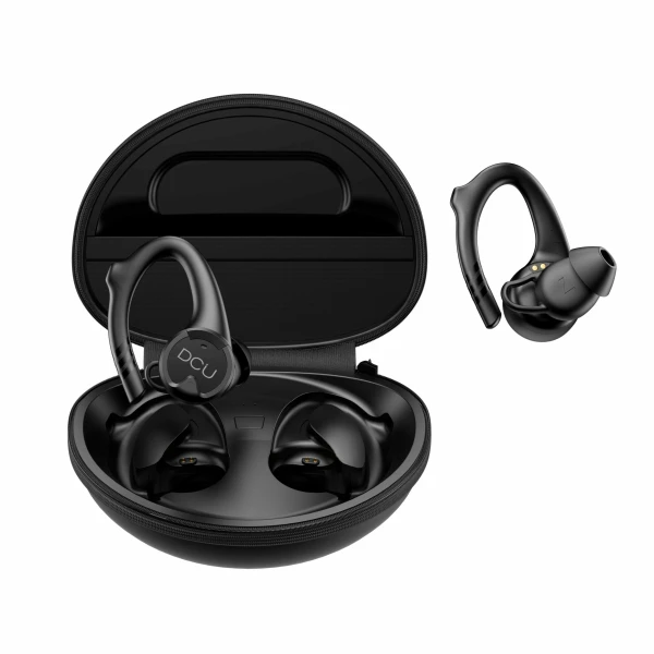 Thumbnail-DCU Tecnologic Earbuds Bluetooth Sport Earhook IPX-6 – Auriculares sem fio projetados para esportistas – Ganchos para as orelhas que garantem um ajuste seguro – Resistência à água IPX-6 – Qualidade de som excepcional – Cor preta