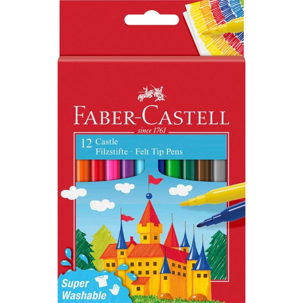 Thumbnail-Faber-Castell Castle Pacote de 12 marcadores – tinta lavável à base de água – cores sortidas