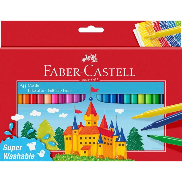 Thumbnail-Pacote Castelo Faber-Castell com 50 Marcadores – Tinta à Base de Água Lavável – Cores Sortidas