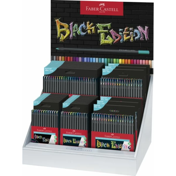 Thumbnail-Expositor Faber-Castell Black Edition com 36 estojos variados de lápis de cor – Chumbo supermacio – Madeira preta – Ideal para desenhar em papéis claros, escuros e coloridos – Cores sortidas