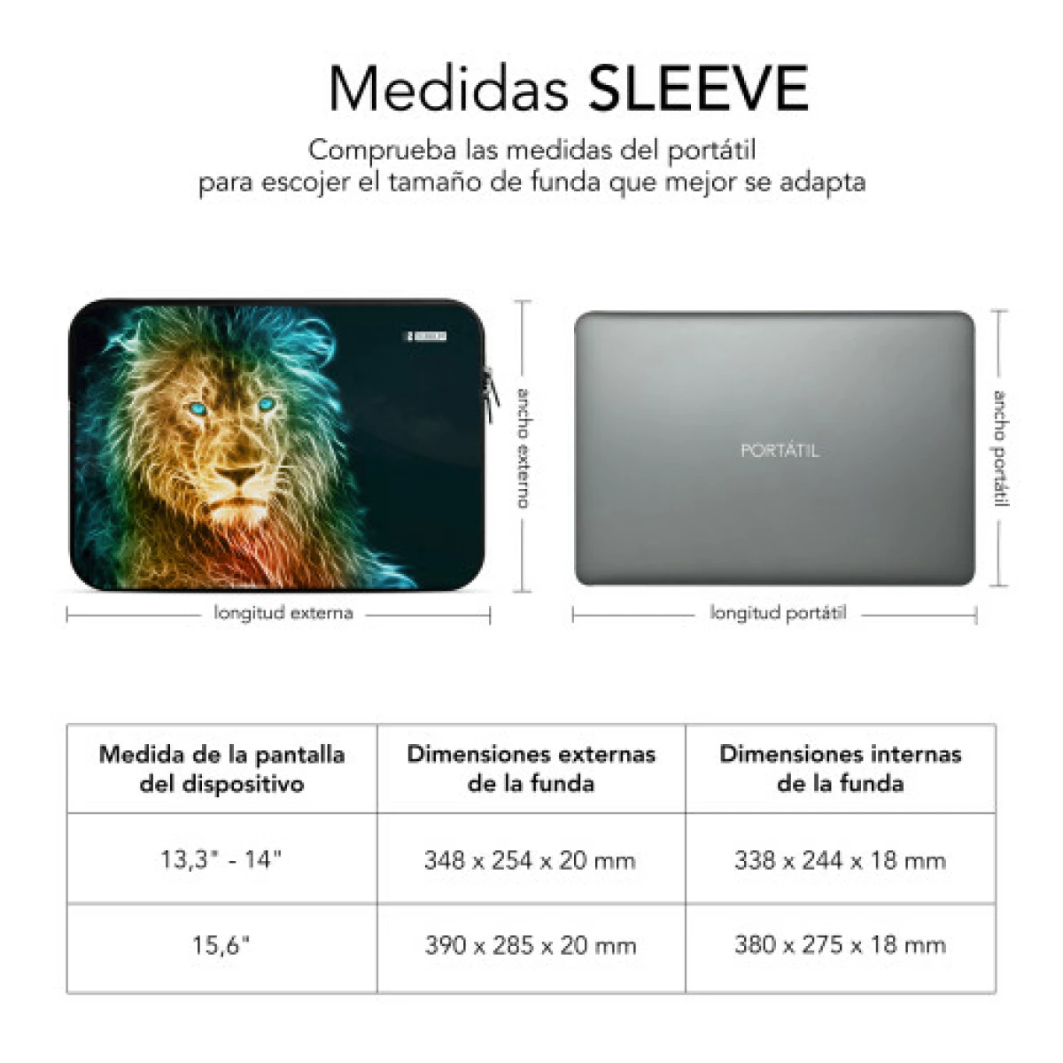 Galery – SUBBLIM Capa de computador de neoprene manga moderna Neo Lion 13,3-14″0