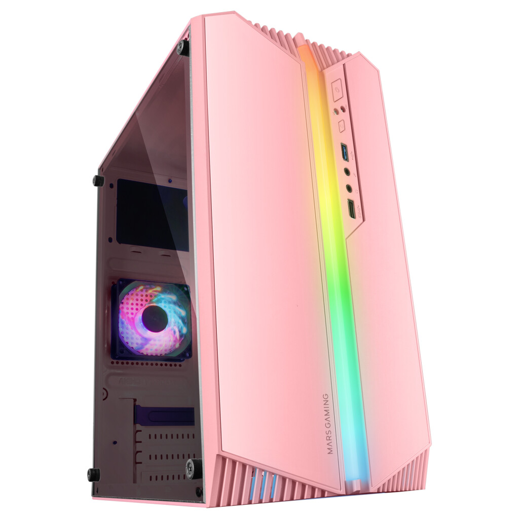 Thumbnail-Caixa MARS GAMING MC-S1 MICRO-ATX CASE, ARGB FRONT LINE, FRGB FAN, WINDOW, PINK