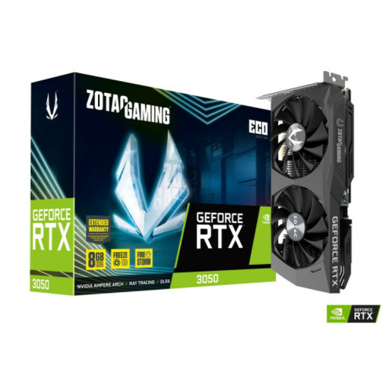 Thumbnail-VGA ZOTAC RTX 3050 ECO,NV,RTX3050,GDDR6,8GB,128BIT,HDMI+3DP,2 VENTILADORES (ZT-A30500K-10M)