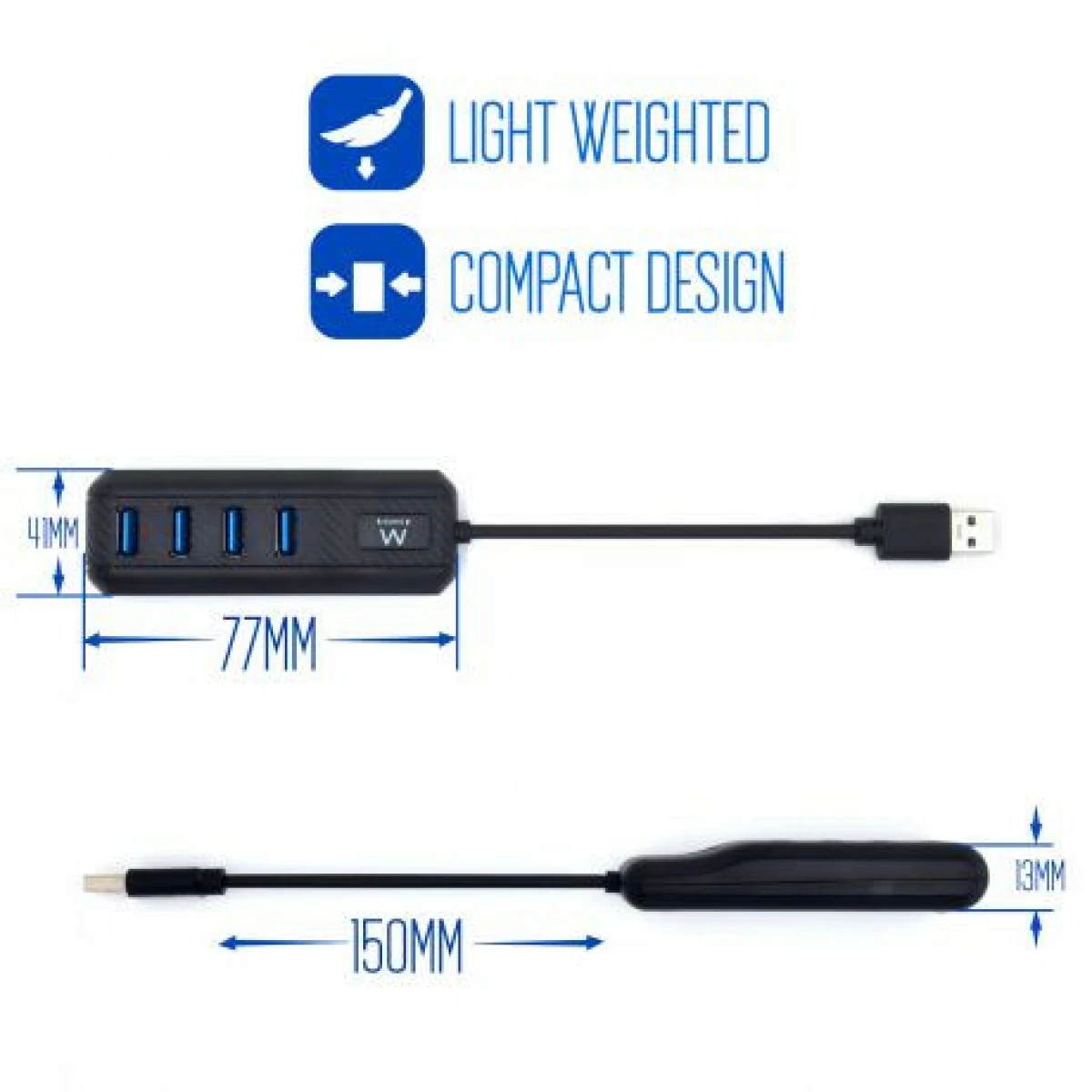 Galery – Ewent EW1138 hub de interface USB 3.2 Gen 1 (3.1 Gen 1) Type-A 5000 Mbit/s Preto0