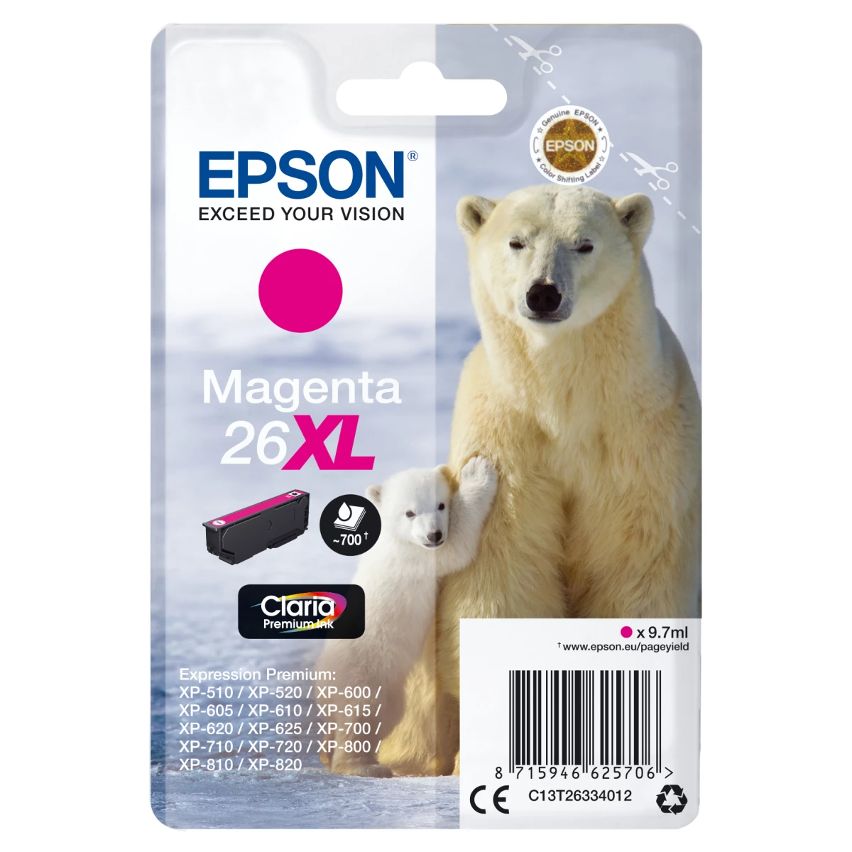 Thumbnail-Epson Polar bear C13T26334022 tinteiro 1 unidade(s) Original Magenta