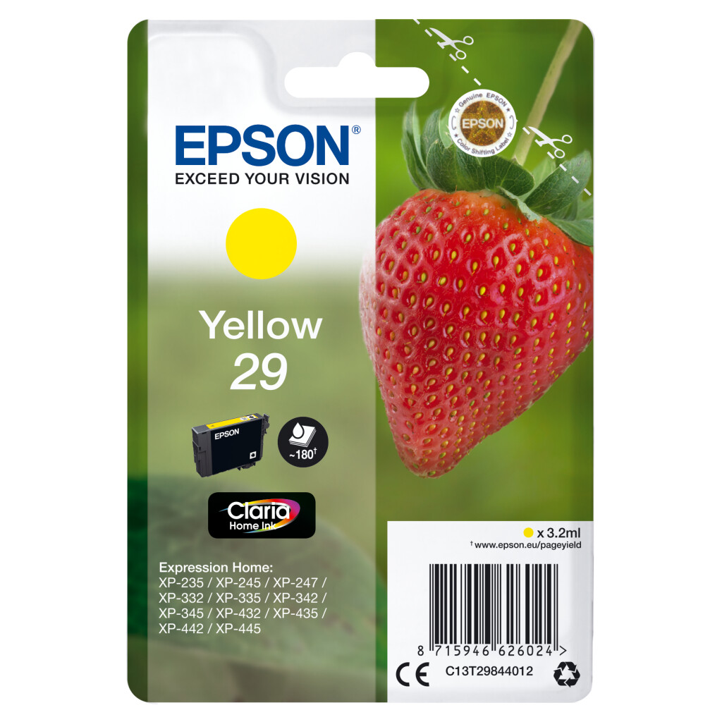 Thumbnail-Epson Strawberry C13T29844022 tinteiro 1 unidade(s) Original Amarelo