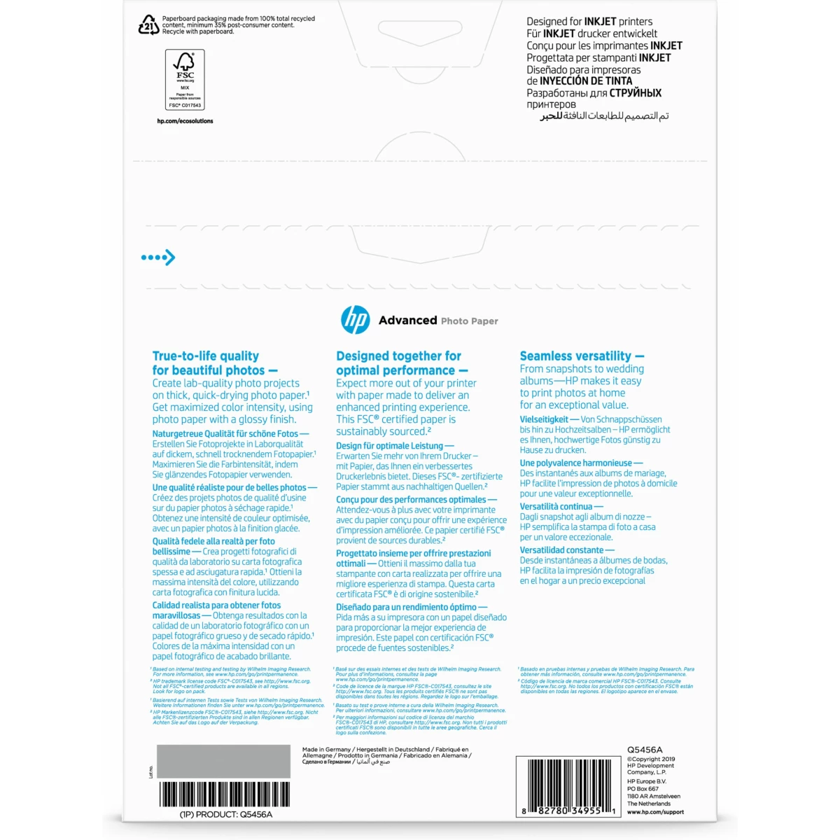 Galery – HP Papel de Fotografia Advanced Brilhante, 250 g/m2, A4 (210 x 297 mm), 25 folhas0