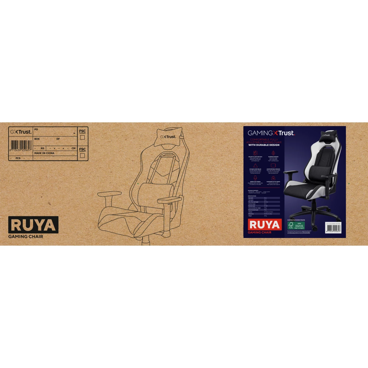 Galery – Trust GXT 714 RUYA Cadeira de jogos universal Preto, Branco0