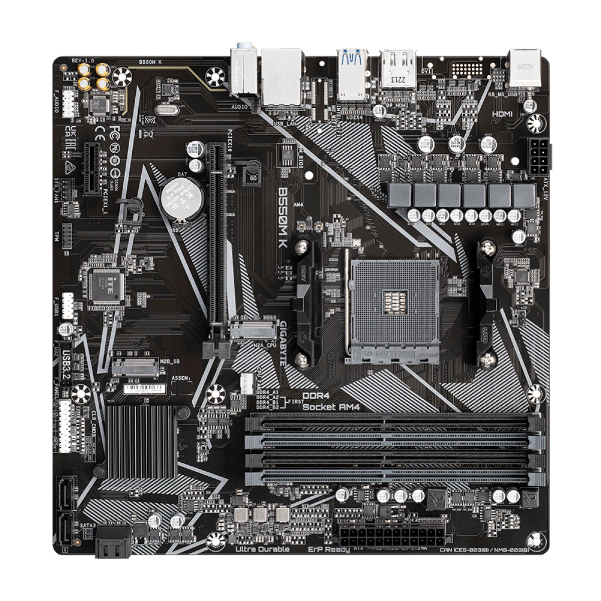 Galery – Gigabyte B550M K 1.0 motherboard AMD B550 Socket AM4 micro ATX0