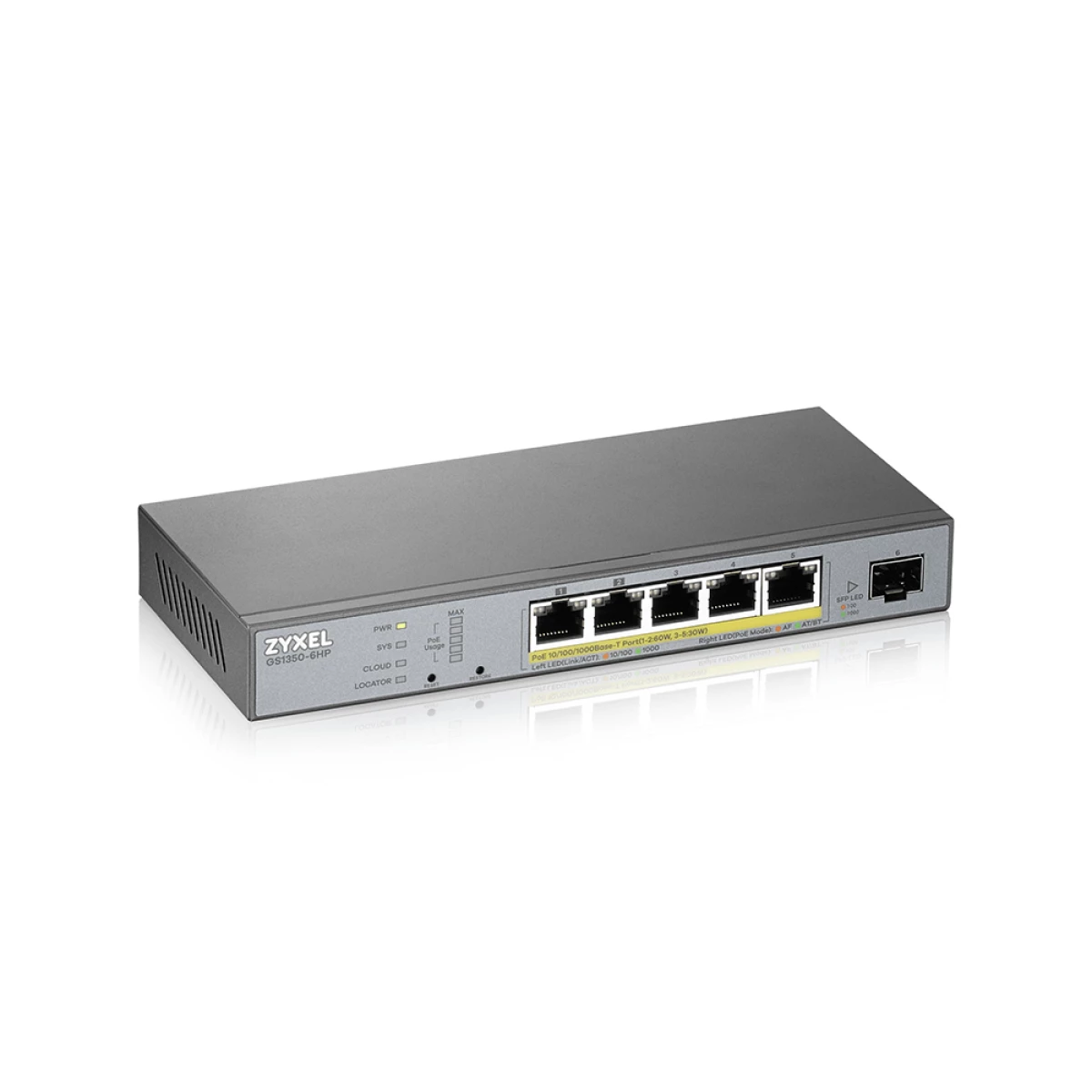 Galery – Zyxel GS1350-6HP-EU0101F switch de rede Gerido L2 Gigabit Ethernet (10/100/1000) Power over Ethernet (PoE) Cinzento0