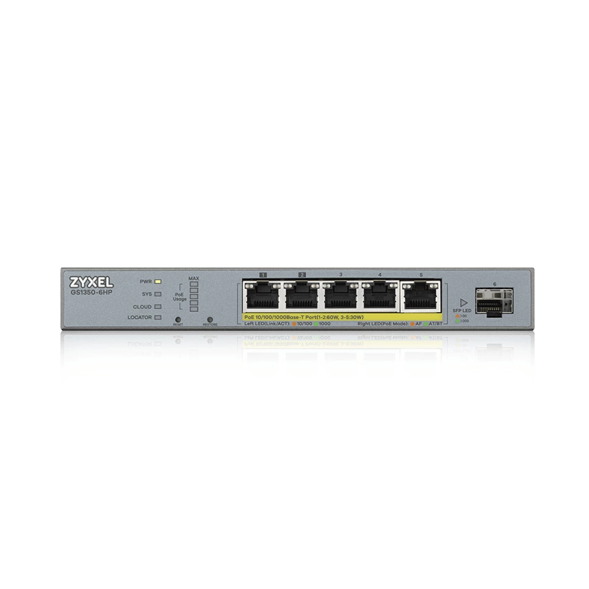 Galery – Zyxel GS1350-6HP-EU0101F switch de rede Gerido L2 Gigabit Ethernet (10/100/1000) Power over Ethernet (PoE) Cinzento0