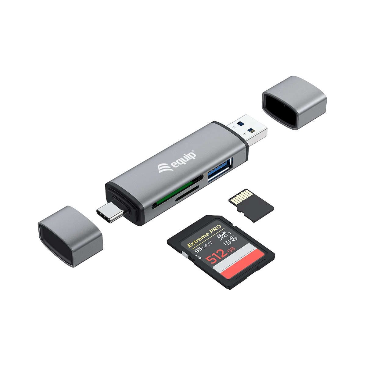 Galery – Equip 245460 leitor de cartões USB 3.2 Gen 1 (3.1 Gen 1) Type-A/Type-C Cinzento0