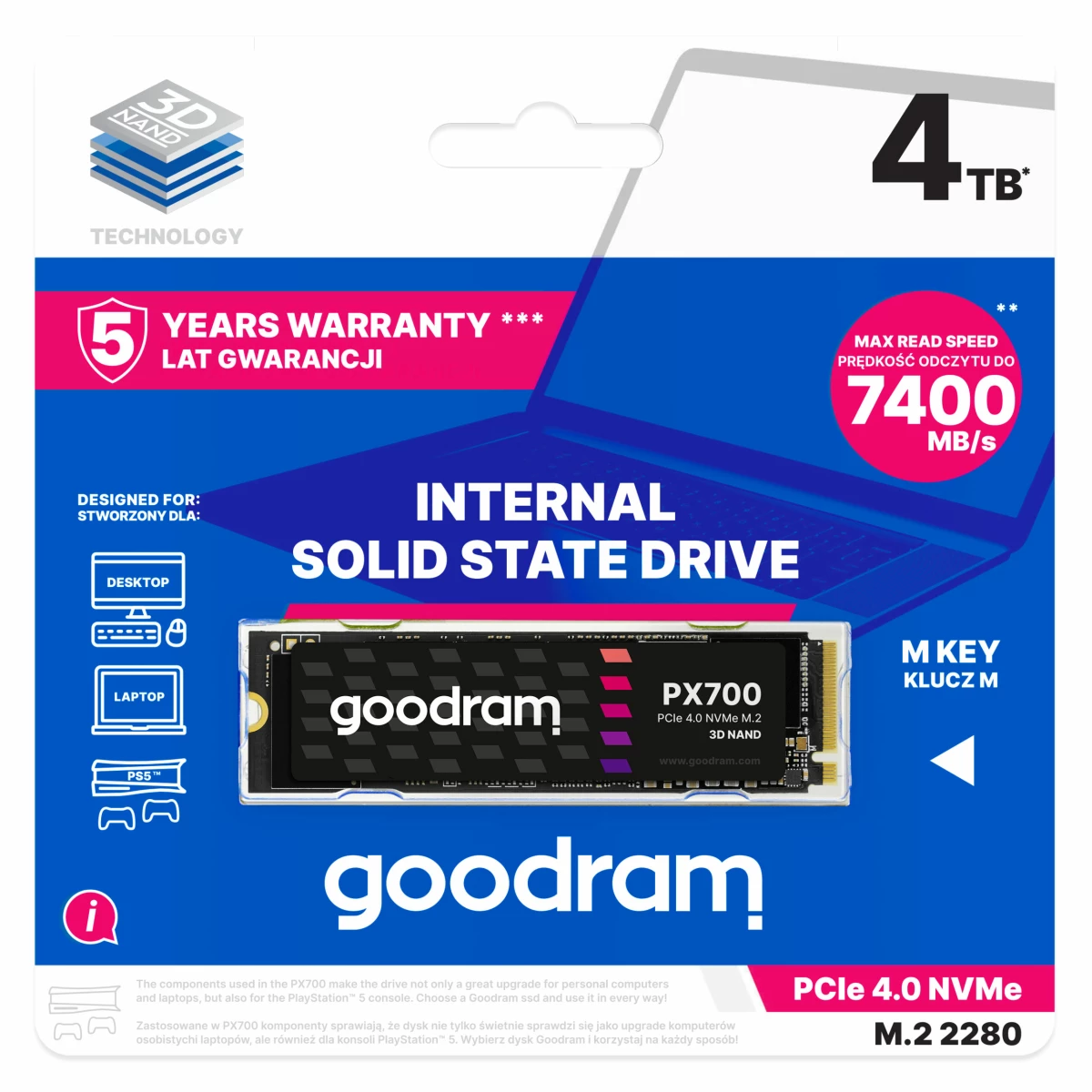 Galery – Goodram PX700 SSD SSDPR-PX700-04T-80 disco SSD M.2 4,1 TB PCI Express 4.0 3D NAND NVMe0