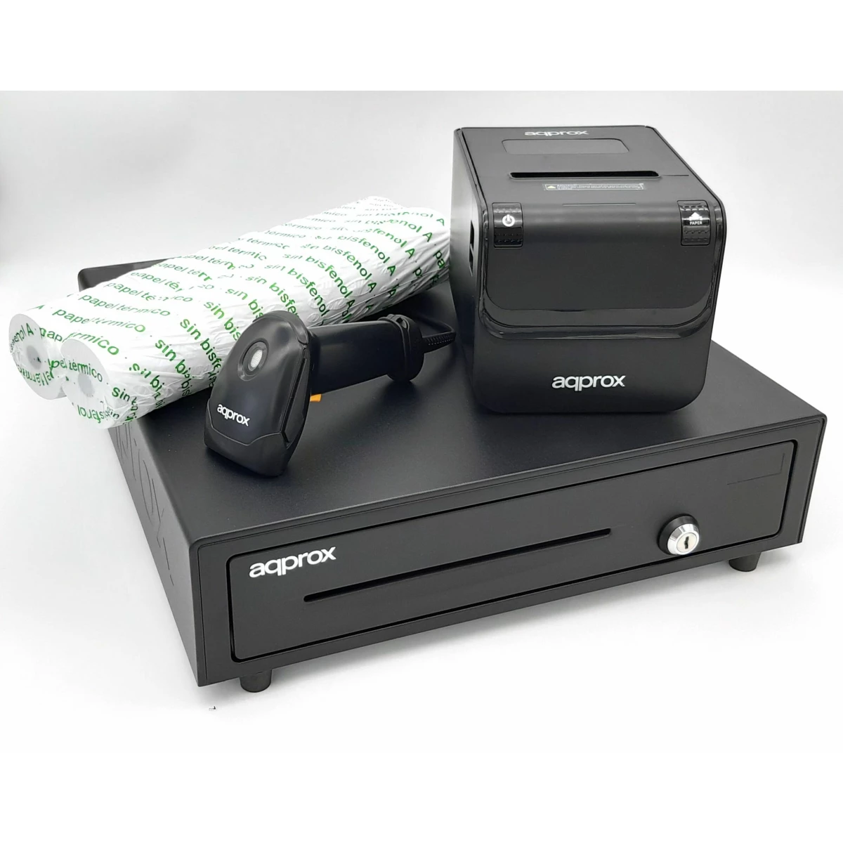 Thumbnail-Pack POS APPROX 4180 – Impressora POS80AMUSE + Gaveta CASH01 + Scanner LS02AS + Rolo