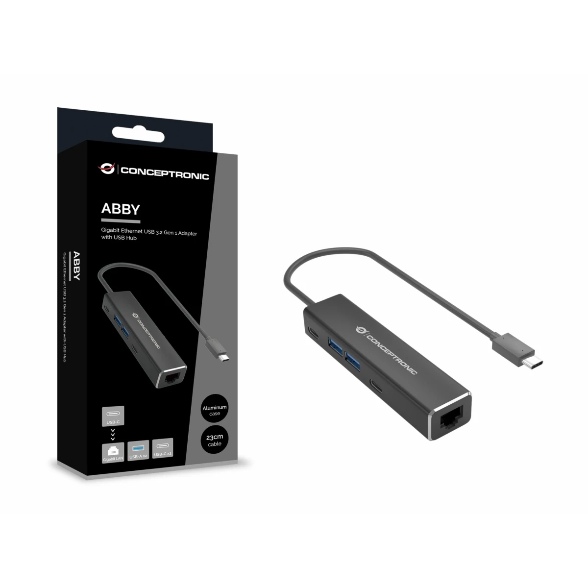 Galery – Conceptronic ABBY14B base & duplicador de portas Com fios USB 3.2 Gen 1 (3.1 Gen 1) Type-C Cinzento0