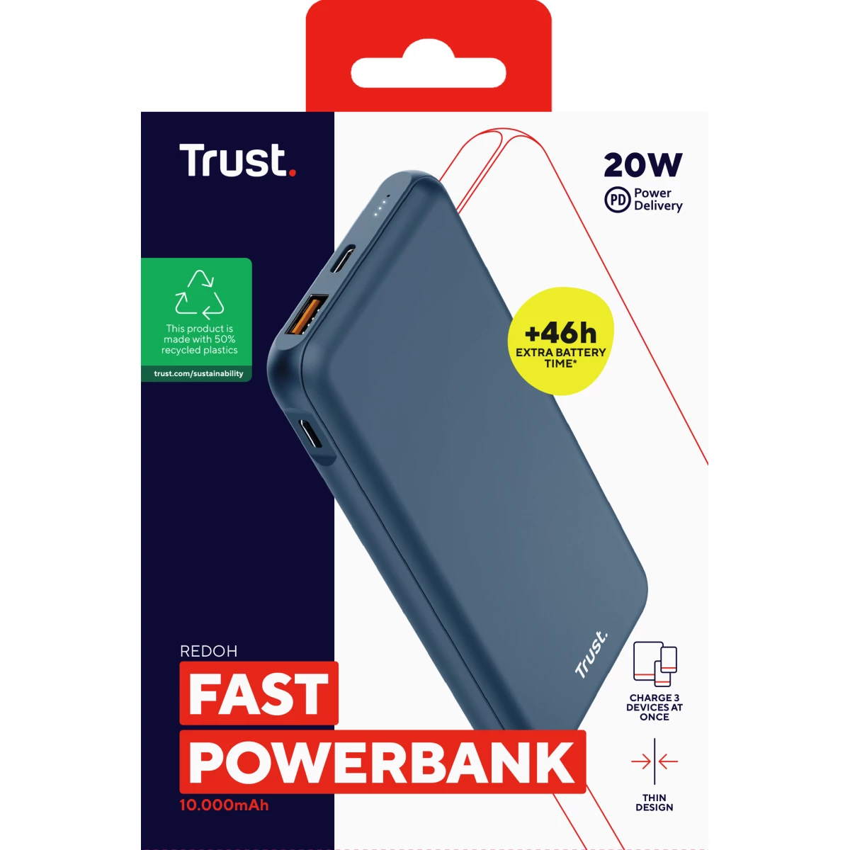 Galery – Trust Redoh Ião-lítio 10000 mAh Azul0