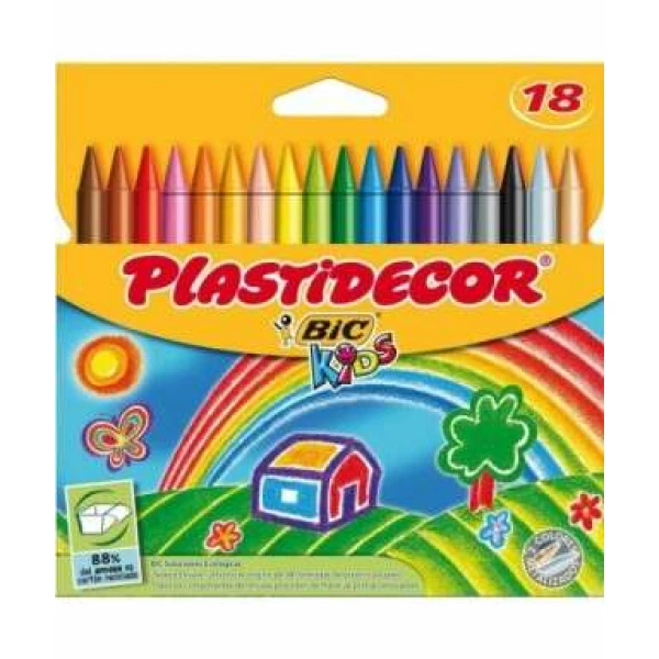 Thumbnail-Bic Kids Plastidecor Caixa com 18 Lápis de Cera – Extra Forte – Ponta Fácil de Remover – Sem Manchas