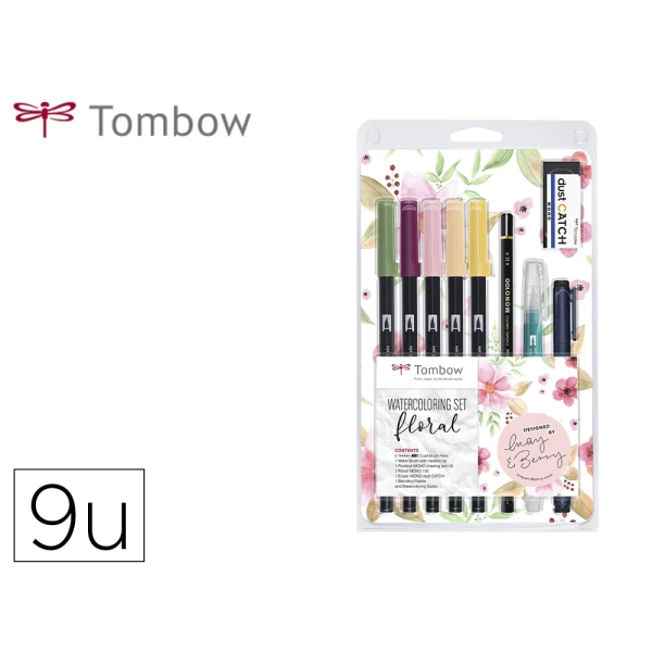 Thumbnail-Conjunto watercoloring tombow conjunto floral 9 pecas