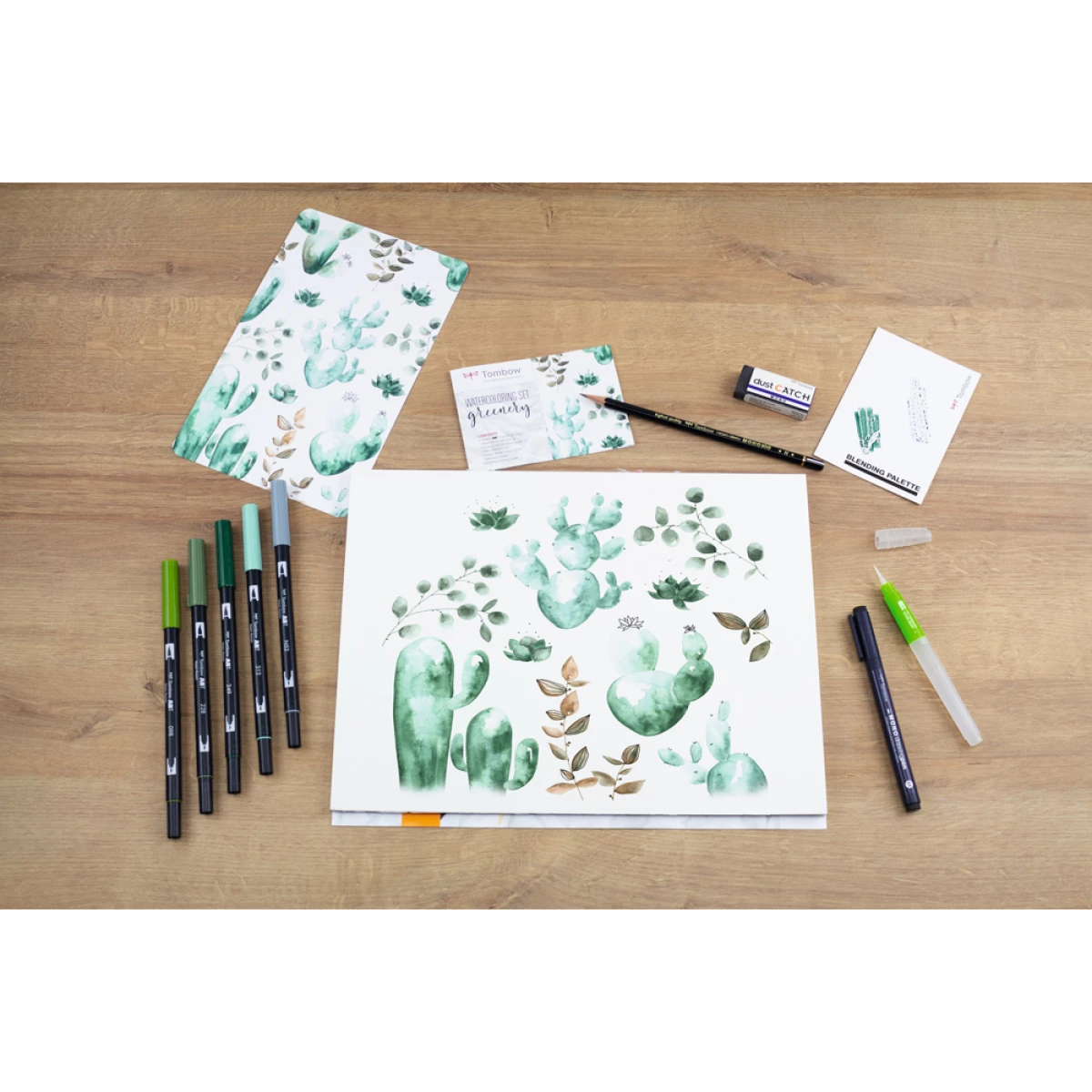 Galery – Conjunto watercoloring tombow greenery 9 pecas0