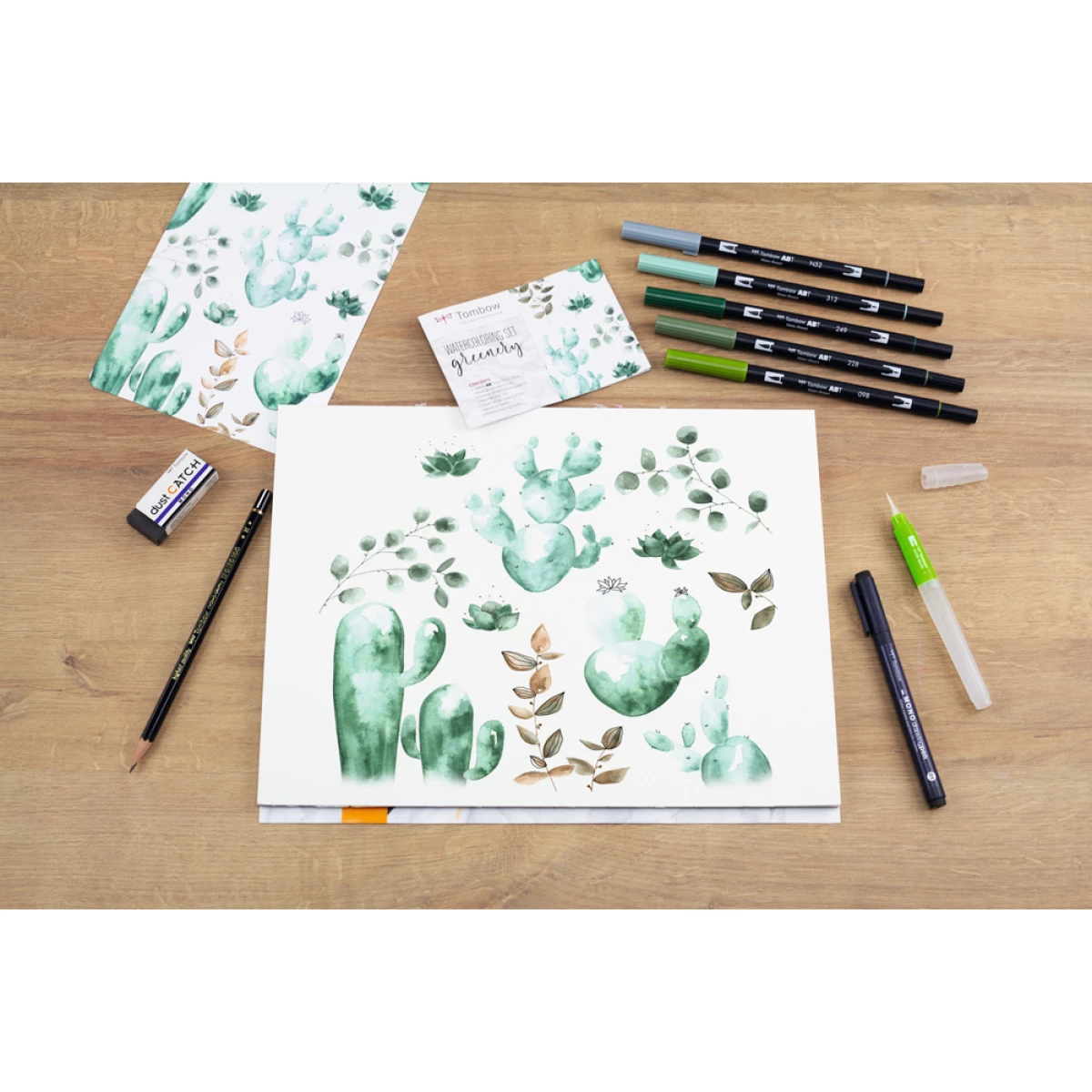 Galery – Conjunto watercoloring tombow greenery 9 pecas0