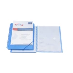 Galery – Capa catalogo pardo com espiral 20 bolsas polipropileno com elasticos personalizavel cor azul0