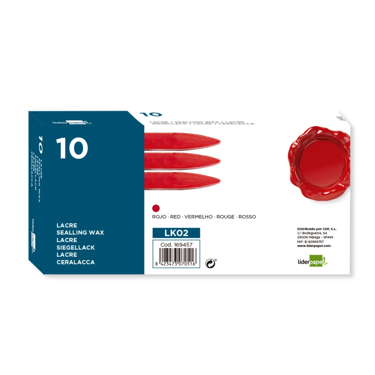 Galery – Lacre liderpapel vermelho caixa de 10 barras0