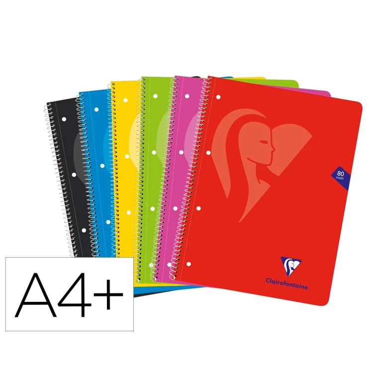 Thumbnail-Caderno espiral clairefontaine notebook capa cartao din a4+ micro 80 folhas 90 gr quadricula 5 mm cores sortidas – 6 unidades