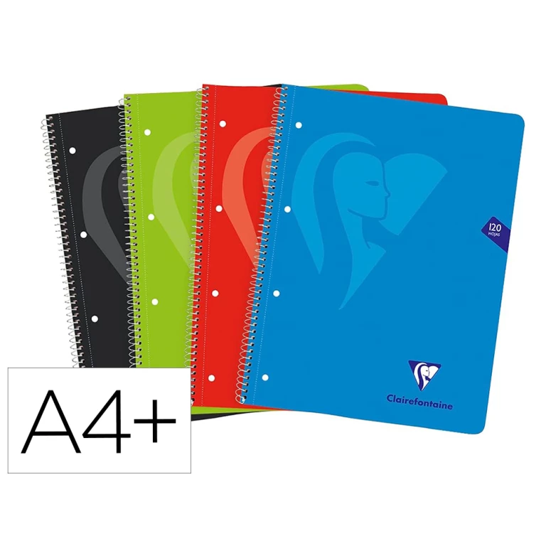 Thumbnail-Caderno espiral clairefontaine notebook capa forrada din a4+ micro 120f 90 gr 5 bandas cor quadricula 5 mm cores sortida – 5 unidades