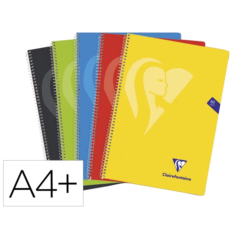 Thumbnail-Caderno espiral clairefontaine capa polipropileno folio 80 folhas 90 gr quadricula 4mm cores vivas sortidas – 5 unidades