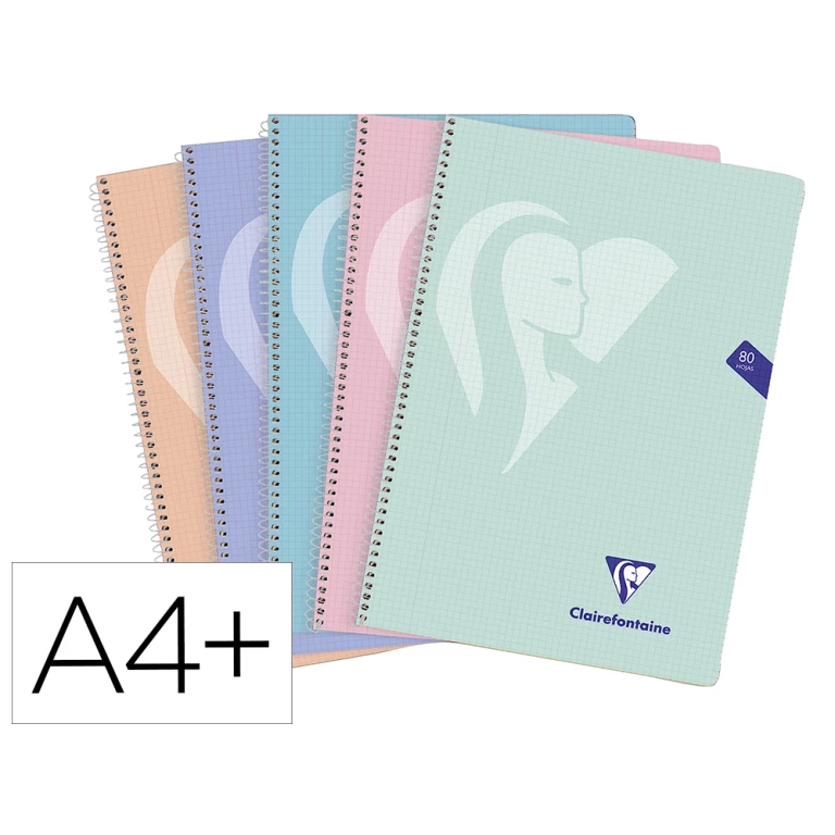 Thumbnail-Caderno espiral clairefontaine capa polipropileno folio 80 folhas 90 gr quadricula 4mm cores pastel sortidas – 5 unidades