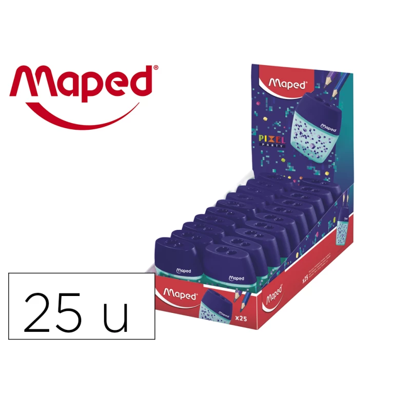 Thumbnail-Apara lapis maped plastico shaker pixel party 2 usos – 20 unidades