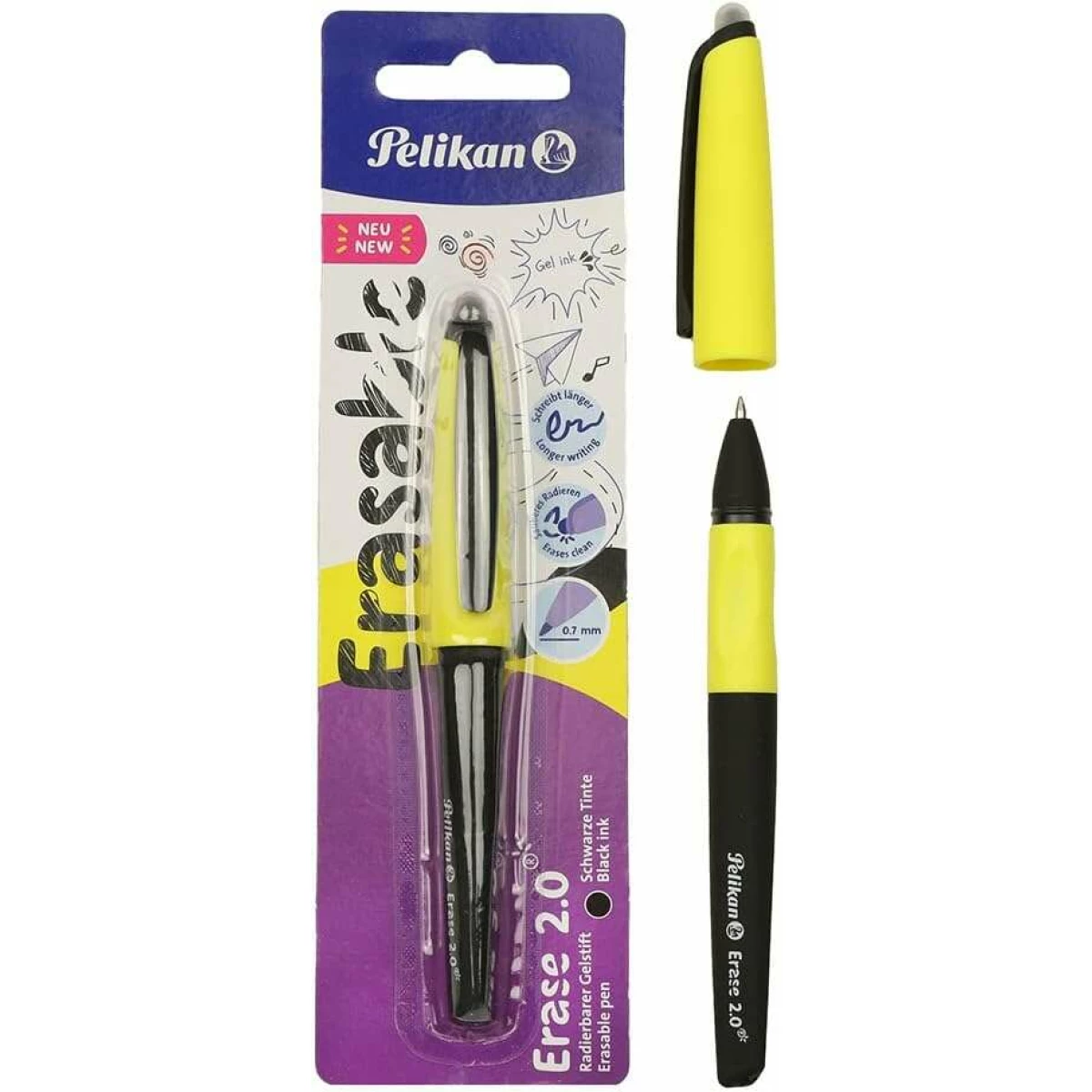 Thumbnail-Pelikan Roller Erase 2.0 Boligrafo – Punho Ergonômico Antifadiga – Longa Duração de Tinta – Corpo Mesma Cor de Escrita – Cor Preta