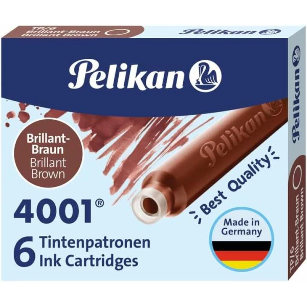 Thumbnail-Pelikan Caixa de 6 Cartuchos 4001 TP/6 Tinta de Alta Qualidade – Compatível com Canetas-tinteiro – Cor Marrom